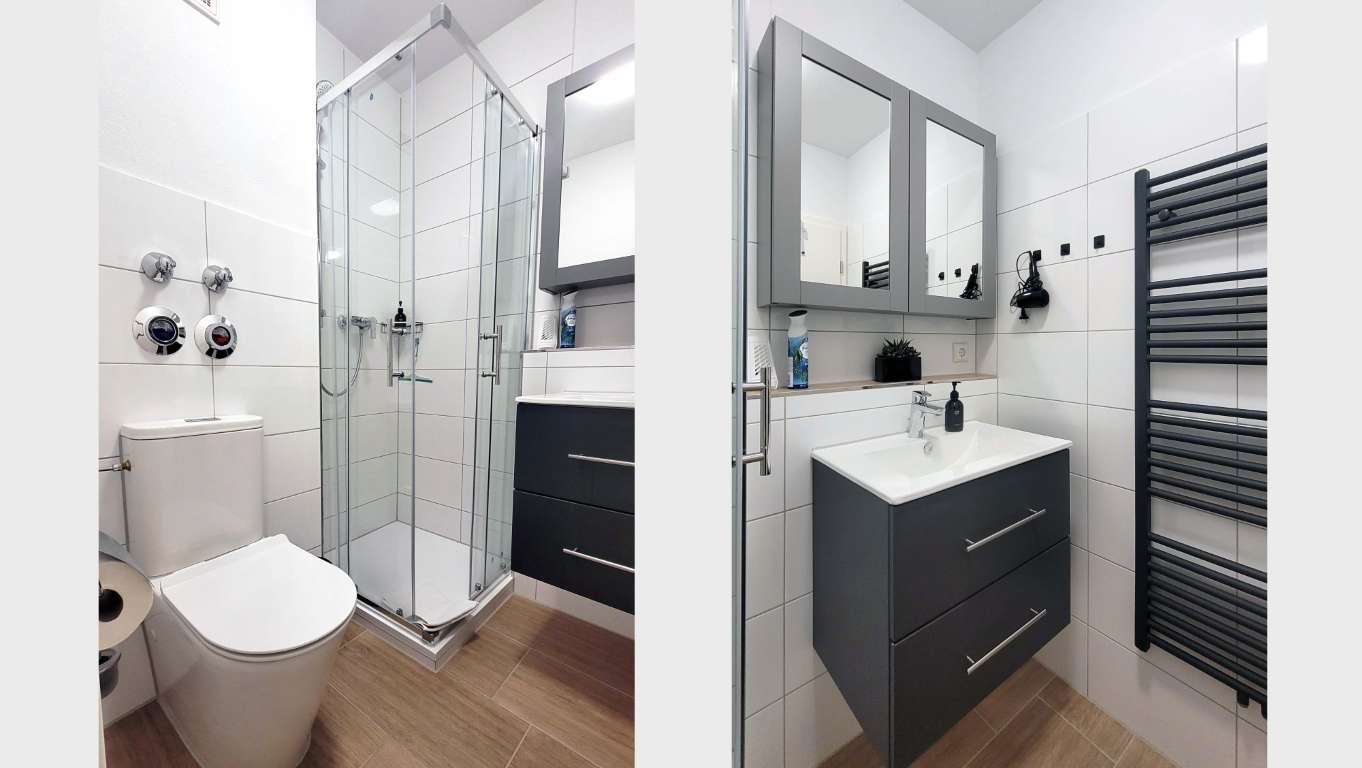 Bad – Ferienwohnung Cosy Prien Apartment