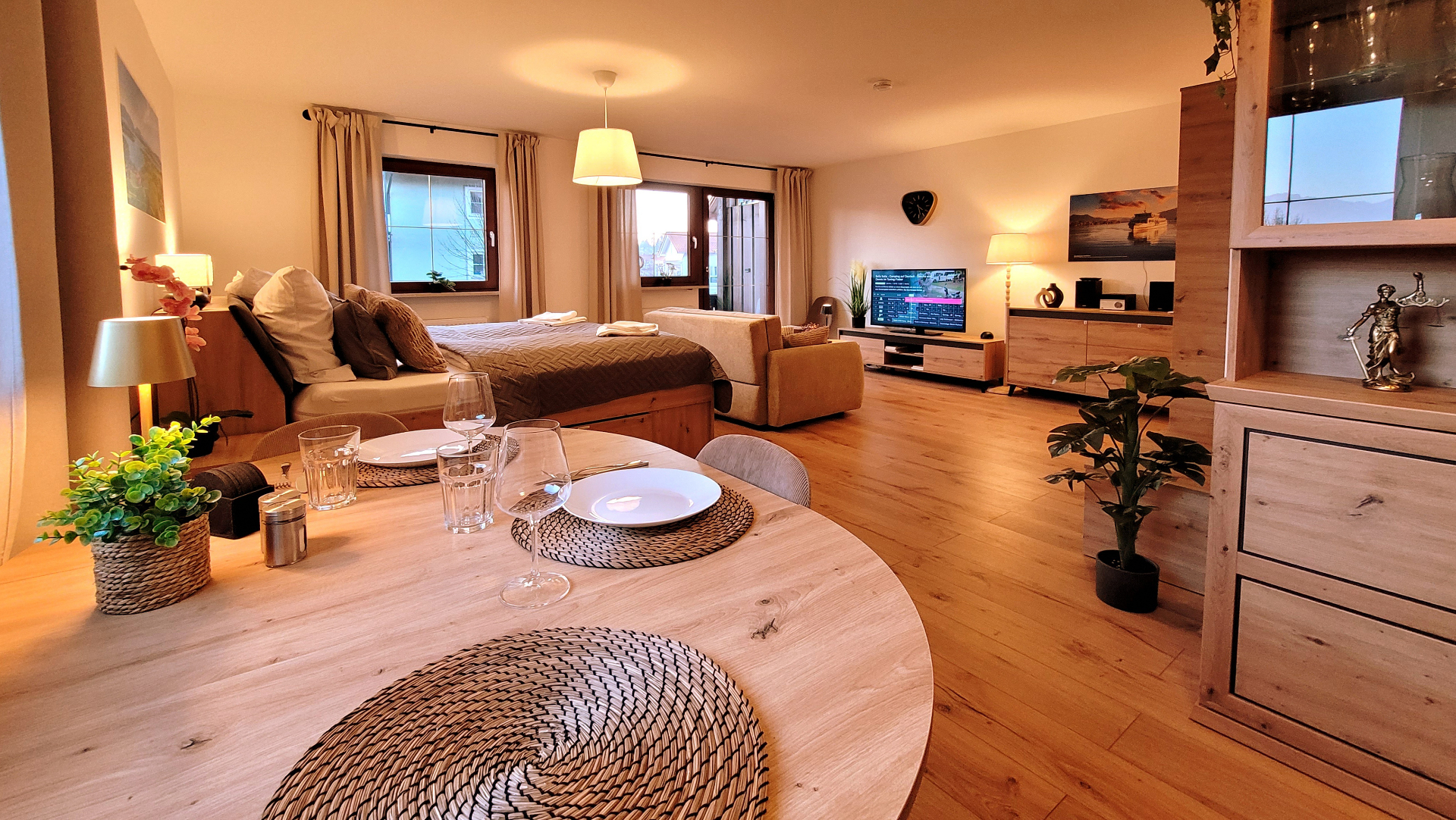 Wohnbereich des Cosy Prien Apartments